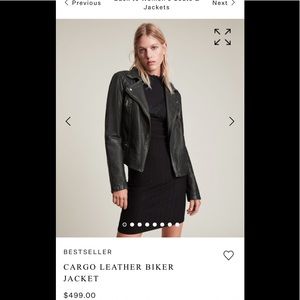 All saints leather jacket size 0